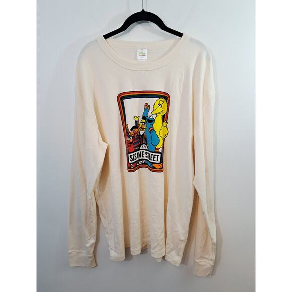 Hanna Anderson Sesame Street Graphic Long Sleeve Tee Cream Size XXL - Picture 1 of 6